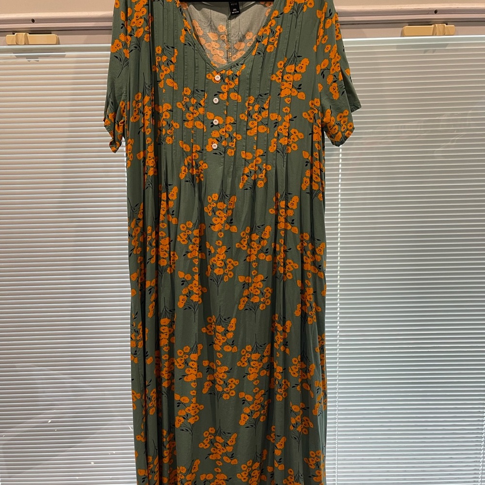 Emerald Yellow and Green Puff Sleeve Maxi Sundress